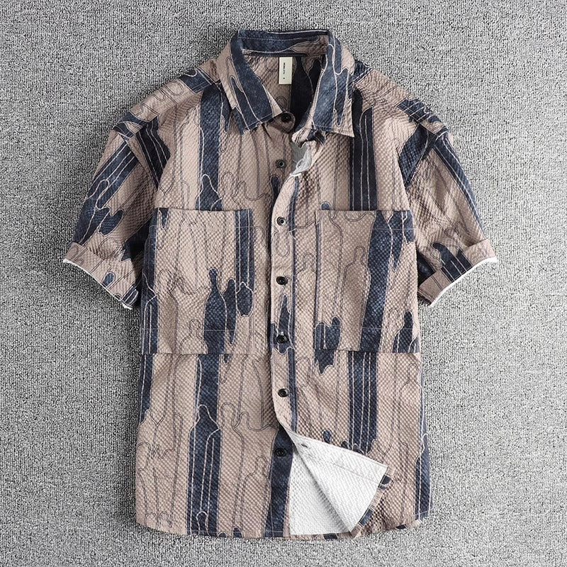 Importé Chemise Homme Hawaïe Style Américaine A Manches Courtes