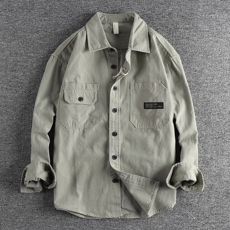Importé - Chemise Coton Lourd Retro Homme Manches Longues