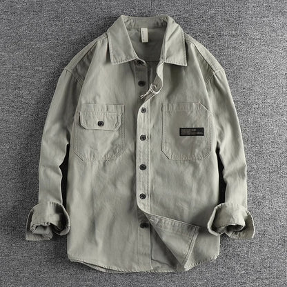 Importé - Chemise Coton Lourd Retro Homme Manches Longues