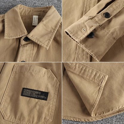 Importé - Chemise Coton Lourd Retro Homme Manches Longues