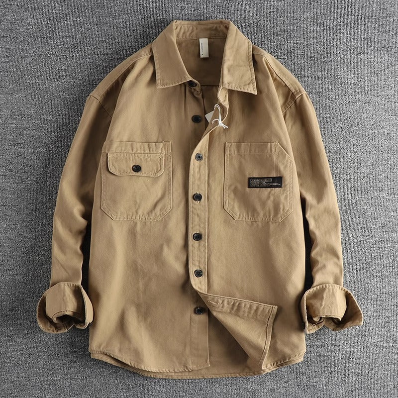 Importé - Chemise Coton Lourd Retro Homme Manches Longues