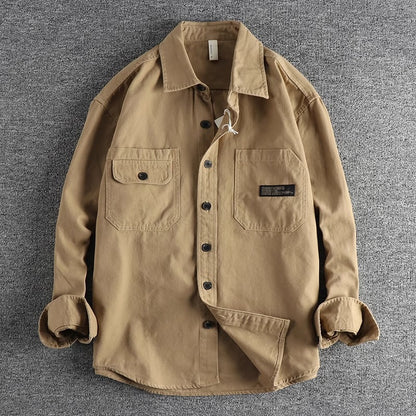 Importé - Chemise Coton Lourd Retro Homme Manches Longues