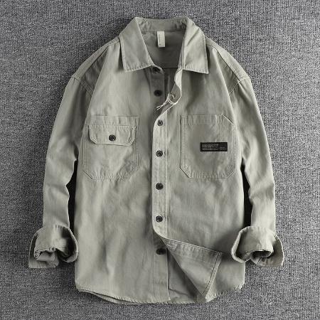 Importé - Chemise Coton Lourd Retro Homme Manches Longues