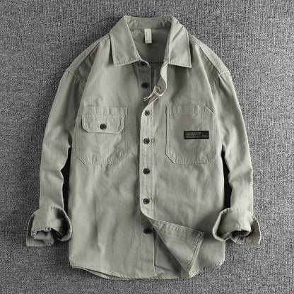 Importé - Chemise Coton Lourd Retro Homme Manches Longues
