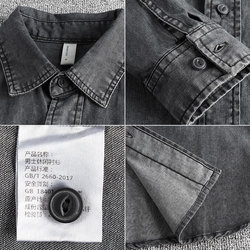 Importé - Chemise Rétro Homme Manches Longues Jean