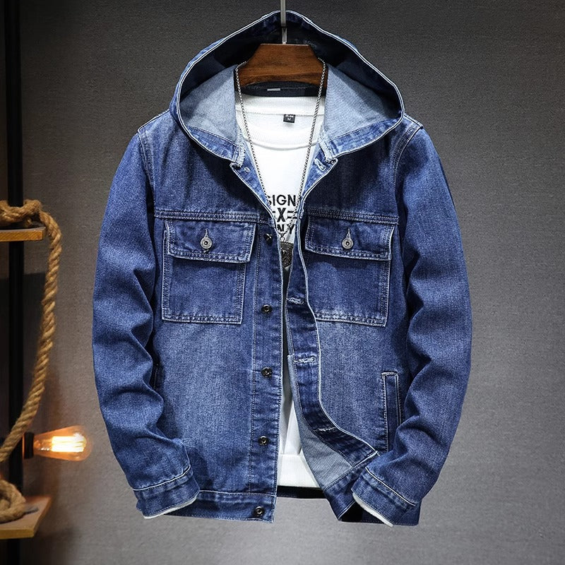 Importé - Veste Jacket Homme A Capuche Manches Longues En Jean