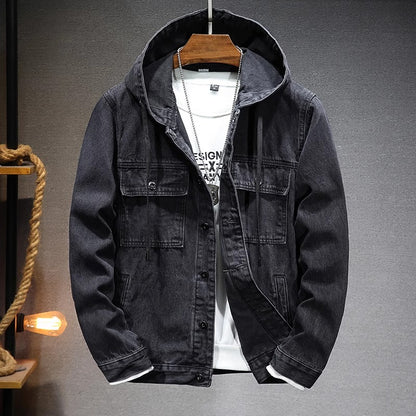 Importé - Jacket Jean Denim Homme Capuche Manche Longue