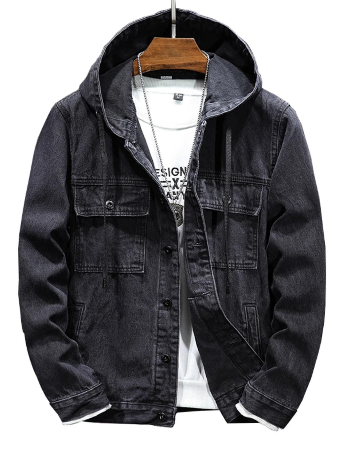 Importé - Jacket Jean Denim Homme Capuche Manche Longue