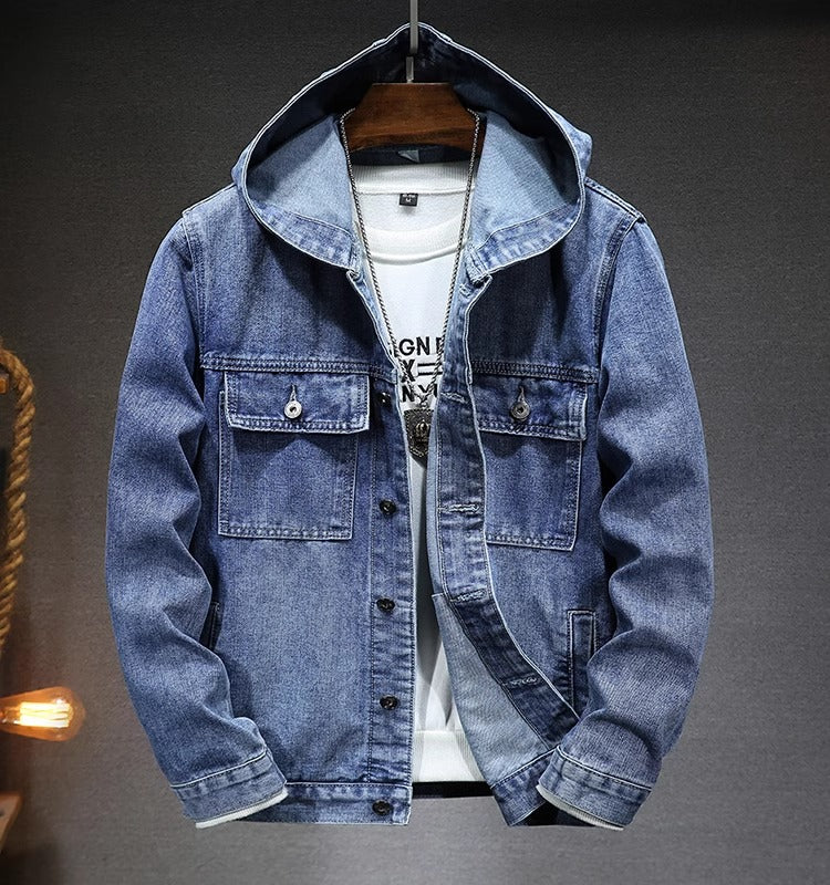 Importé - Veste Jacket Homme A Capuche Manches Longues En Jean