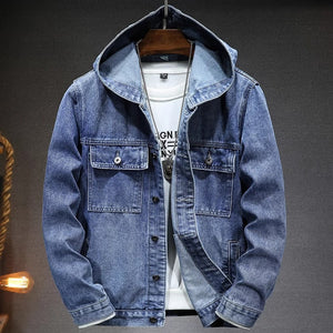 Importé - Veste Jacket Homme A Capuche Manches Longues En Jean