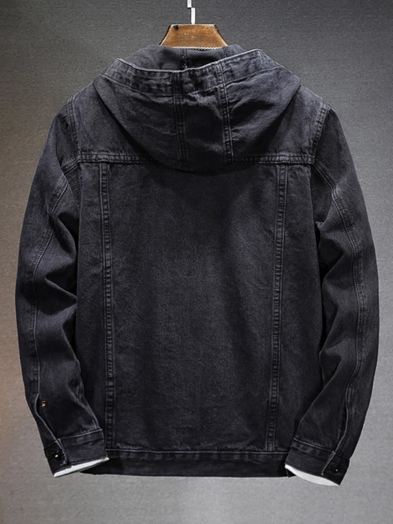 Importé - Veste Jacket Homme A Capuche Manches Longues En Jean