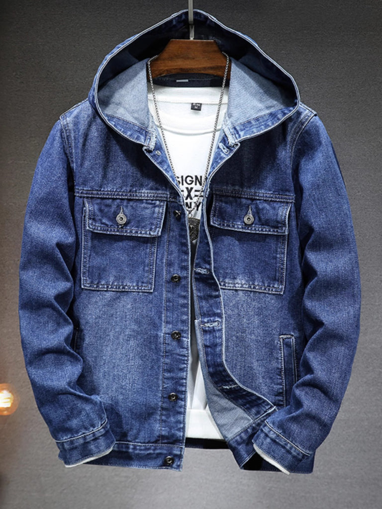 Importé - Veste Jacket Homme A Capuche Manches Longues En Jean