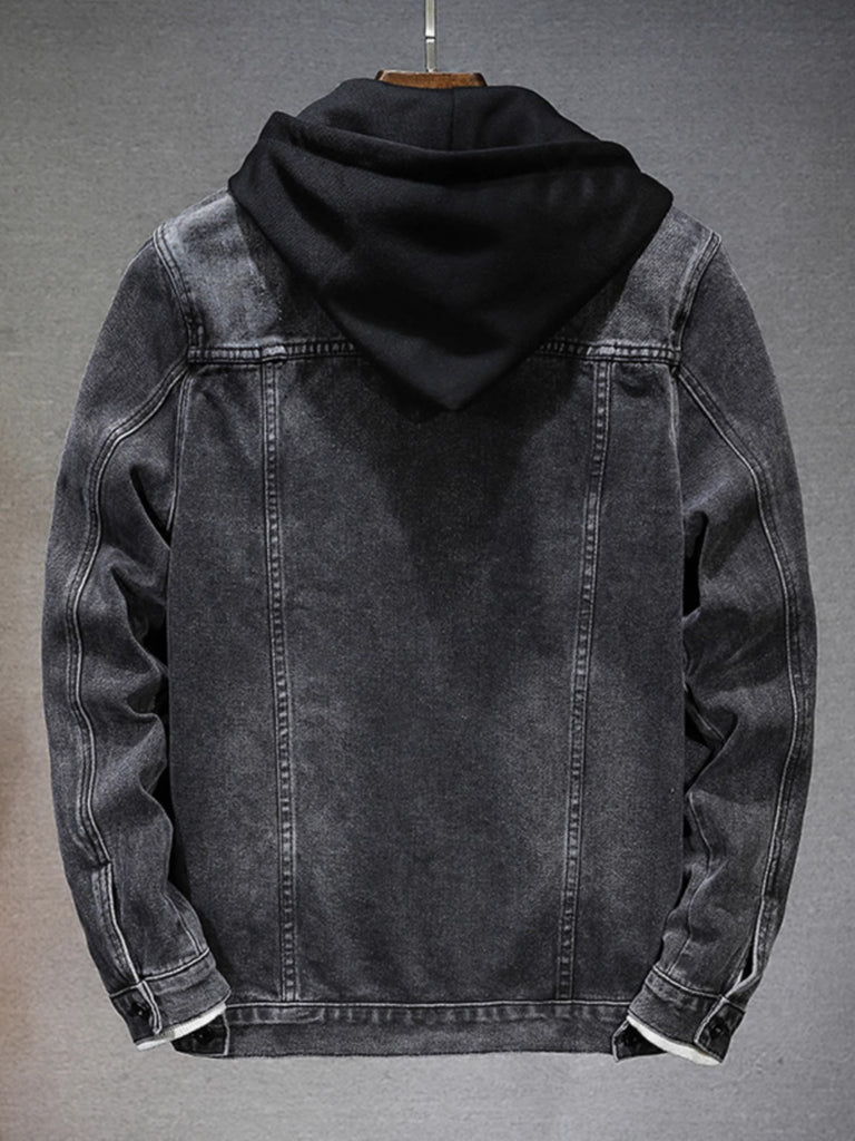 Importé - Jacket Homme A Capuche Multi-poches Manches Longues En Jean