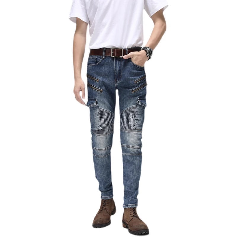 Importé - Pantalon Jean Homme Décontracté Rétro Tendance A Multi-poches