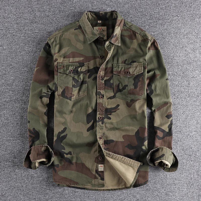 Importé - Chemise Homme Camouflage Manches Longues