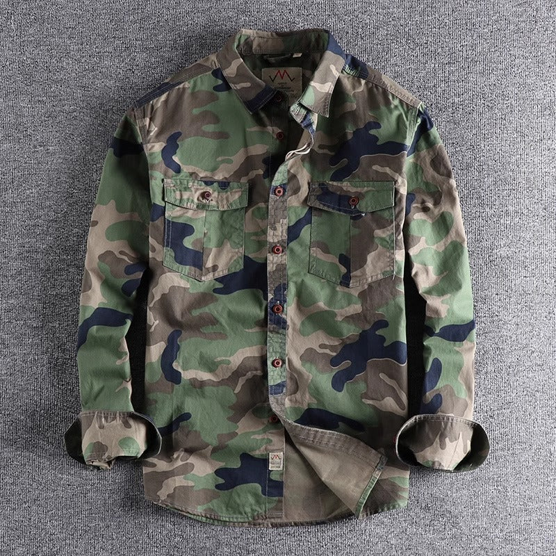 Importé - Chemise Homme Camouflage Manches Longues