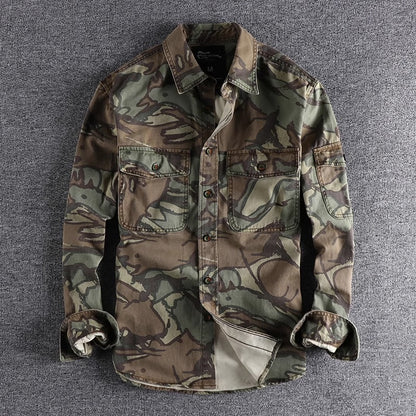 Importé - Chemise Homme Camouflage Rétro Tendance Manches Longues 100% Coton