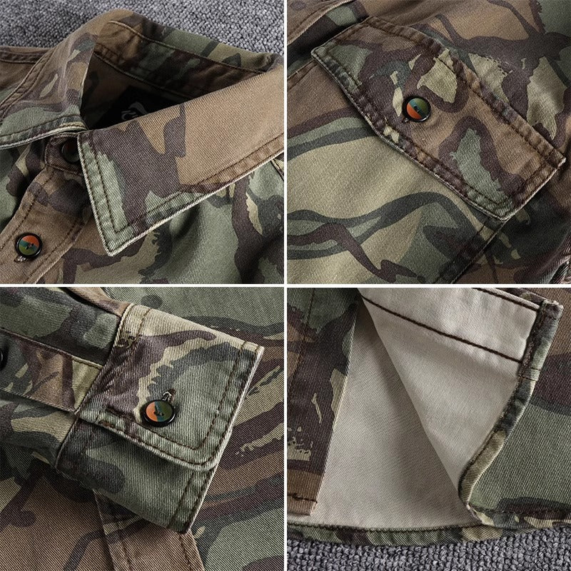 Importé - Chemise Homme Camouflage Rétro Tendance Manches Longues 100% Coton