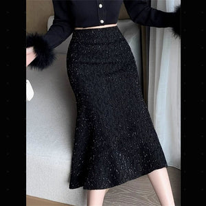 Importé - Jupe Femme Taille Haute Mi-Longue