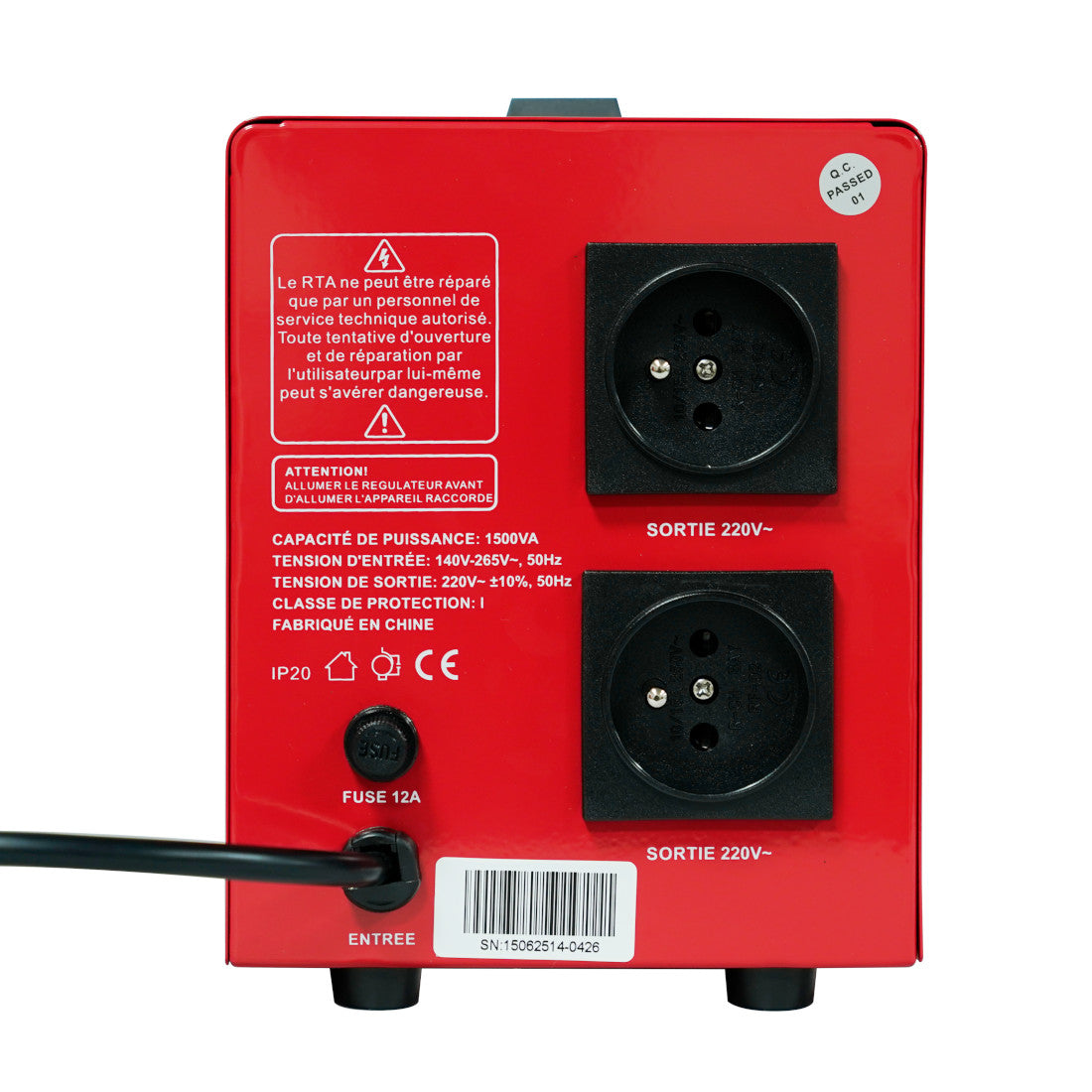 STABILISATEUR 1500VA AFFICHAGE LCD 4 RELAIS - SVR-107-1500VA