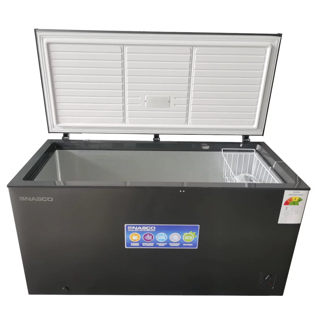 NASCO CONGELATEUR HORIZONTAL UNE PORTE GRIS AVEC SERRURE 448L- NAS-600WA-DS