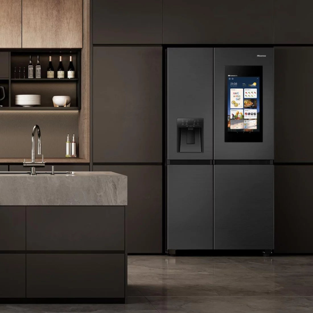 HISENSE REFRIGERATEUR AMERICAIN DEUX PORTES INVERTER 614LT DISTRIBUTEUR D'EAU ET DE GLACE - CONNECT LIFE - RS9P628GTF2
