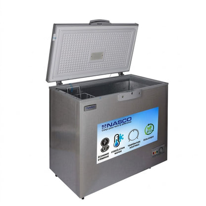 CONGELATEUR HORIZONTAL 300L (238L NET) 1 PORTE - 1 PANIER A L'INT - DARK SILVER NASCO ACHAT AU 07.19.19.19.31 - NAS-300FL-DS