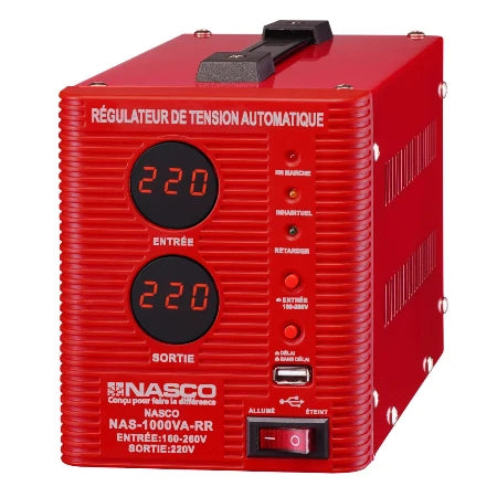 NASCO STABILISATEUR AUTOMATIQUE 1000VA COMPTEUR DIGITAL - NAS-1000VA-RR