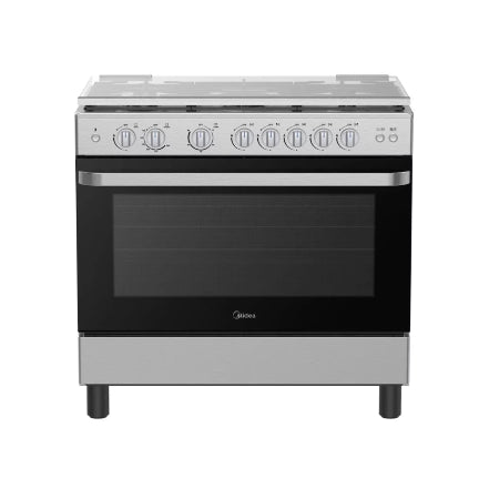 MIDEA GAZINIERE 5 FEUX BRUELUR INFRAROUGE 90*60 XPRESS GRIL AUTOMATIQUE - INOX-VITRE - 36LMG5G080RC