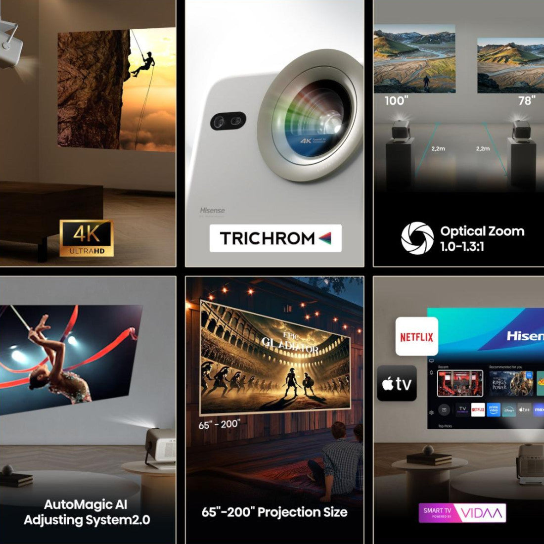 HISENSE PROJECTEUR LASER UP TO 200'' TRIPLE COLOR LASER LIGHT 4K UHD - M2 PRO