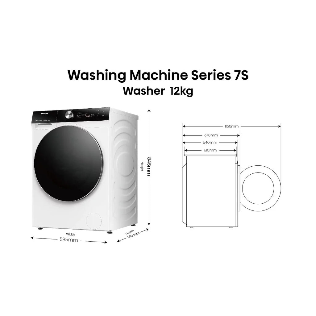 HISENSE MACHINE A LAVER 12KG FRONT LOAD PREMIUM BLACK - AI SUPER WASH -WF7S1247BB