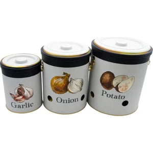 BOITE A PROVISION EN META-3PCS-MOTIF LEGUMES-ARGENTE-NOIR