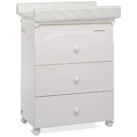 Meuble a Langer en Bois 3 tiroirs Nanamia Naturel Matelas Rayure-Taupe