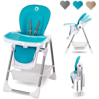 Chaise Haute Pour Bebe Lionelo Linn Plus-Turquoise Blanc- Lo -Linn plus