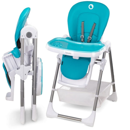 Chaise Haute Pour Bebe Lionelo Linn Plus-Turquoise Blanc- Lo -Linn plus