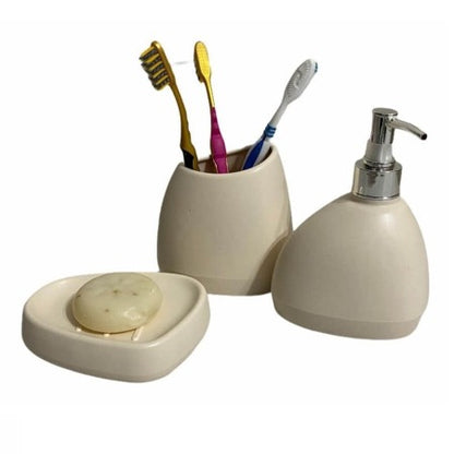 Accessoires sdb en Plastique-3pcs-Petra Crème