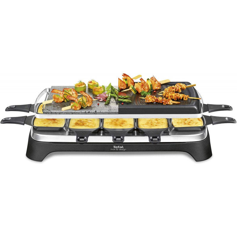 Appareil a raclette/pierrade/grill tefal-10-personnes inox et design350w