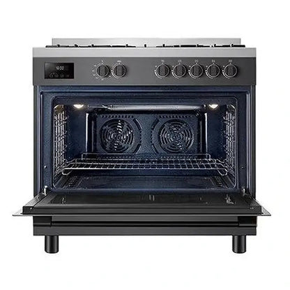 GAZINIÈRE 5 FEUX TOSHIBA - 90X60CM - FOUR À GAZ VENTILÉ - CAVITÉ EASEMAX - CONTRÔLE PAR BOUTONS ROTATIFS AVEC UN MINUTEUR DIGITAL - RQ1-90MG5GE(GR)-SA