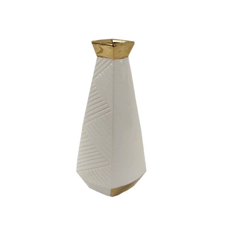 Vase-18x12cm-Blanc-Dore
