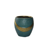 Vase en Ceramique-19x18x17cm-Bleu Deco Bande Doree