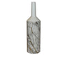 Vase Long-13x13x46cm-Forme Bouteille Effet Marbre-Blanc-Gris-Dore