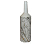 Vase Long-13x13x46cm-Forme Bouteille Effet Marbre-Blanc-Gris-Dore