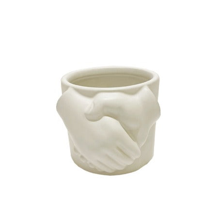 Vase Deco Mains-12x10x9cm-Blanc