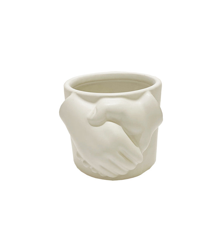 Vase Deco Mains-12x10x9cm-Blanc