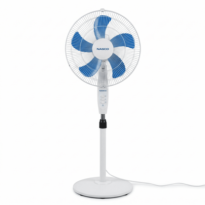 VENTILATEUR A PIED NASCO 16''/ 40W / 3 VITESSES / BLANC - 5 HELICES BLEU/ 1PC/CTN /220-240V - NASCO ACHAT / VENTE - FS40-24