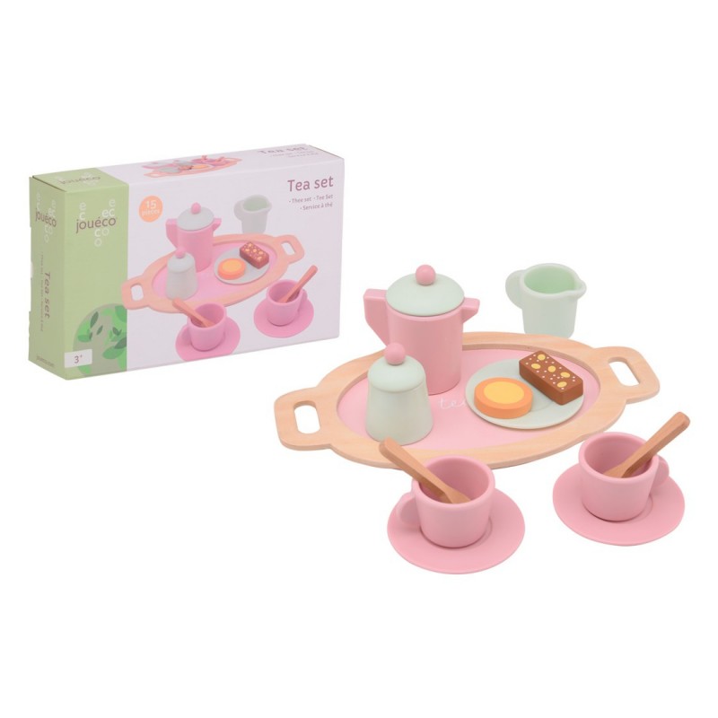 Dinette set en bois plateau accessoires petit dejeuner+3ans