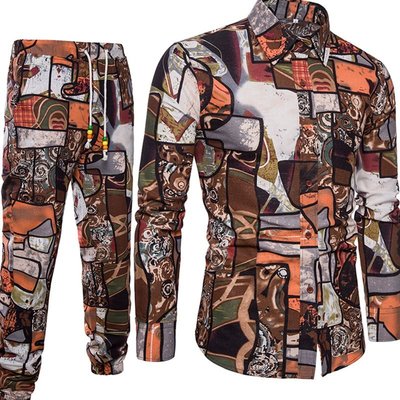 Importé - Ensemble Chemise + Pantalon Homme De Loisirs Décontracté Manches Longues