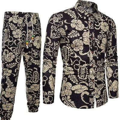 Importé - Ensemble Chemise + Pantalon Homme De Loisirs Décontracté Manches Longues