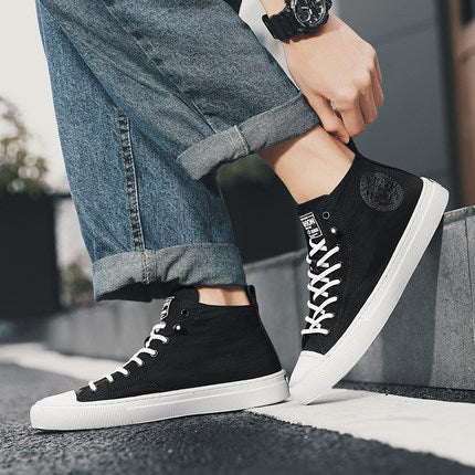 Importé - Chaussure Homme Basket Montante Décontractée En Toile Haut De Gamme