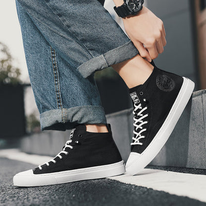 Importé - Chaussure Homme Basket Montante Décontractée En Toile Haut De Gamme